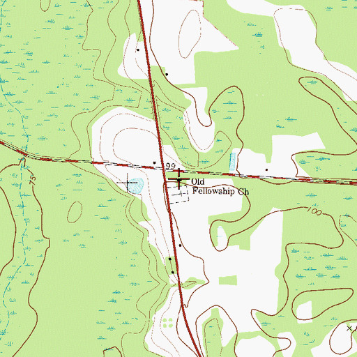 Topographic Map of Old Fellowship Church, GA