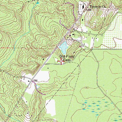 Topographic Map of Old Field Cemetery, GA