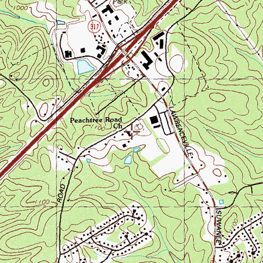 Topographic Map of Peachtree Road Baptist Church, GA