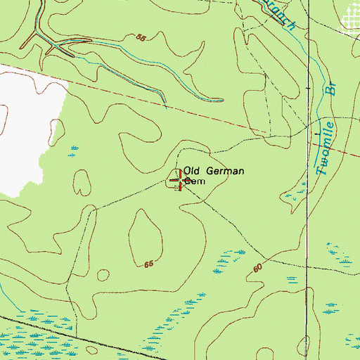 Topographic Map of Old German Cemetery, GA