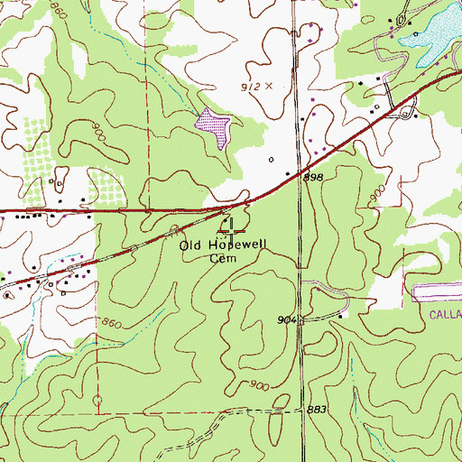 Topographic Map of Old Hopewell Cemetery, GA