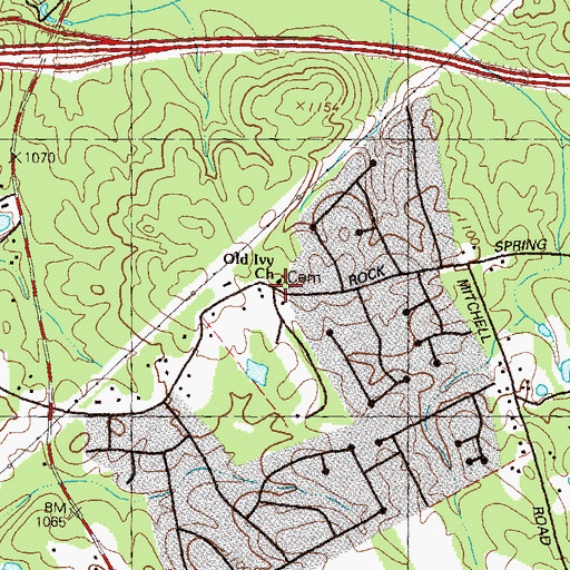 Topographic Map of Old Ivy Church, GA