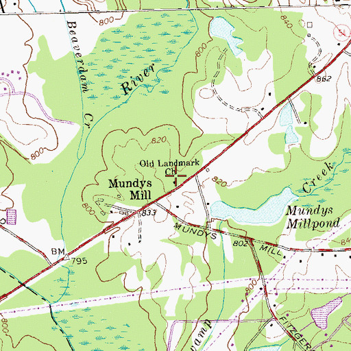 Topographic Map of Old Landmark Church, GA