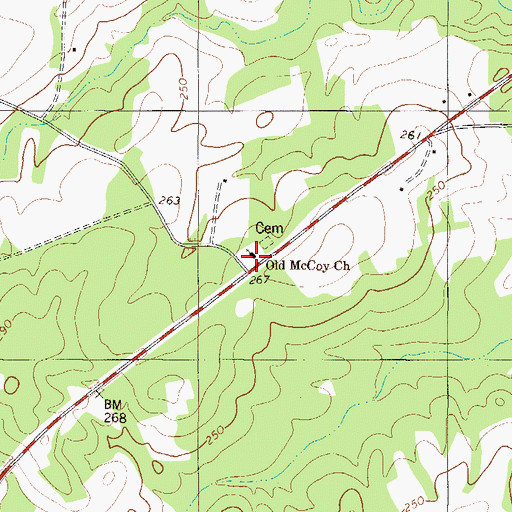 Topographic Map of Old McCoy Church, GA