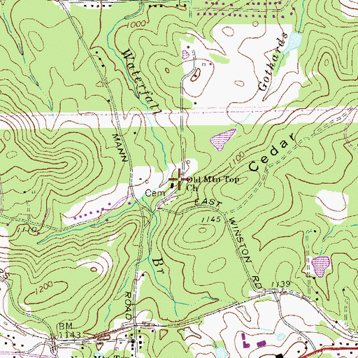 Topographic Map of Old Mountain Top Church, GA