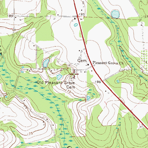 Topographic Map of Old Pleasant Grove Cemetery, GA