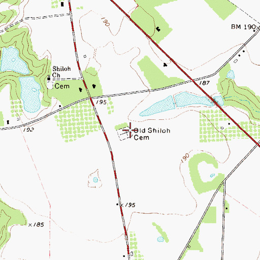 Topographic Map of Old Shiloh Cemetery, GA