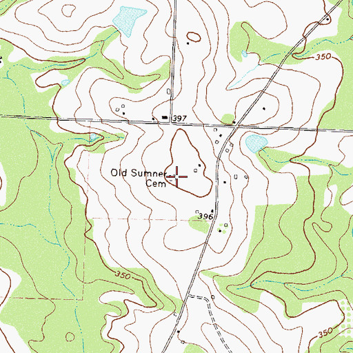 Topographic Map of Old Sumner Cemetery, GA