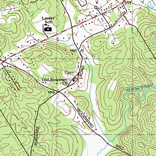 Topographic Map of Old Suwanee Church, GA