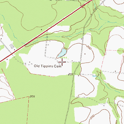 Topographic Map of Old Tippins Cemetery, GA