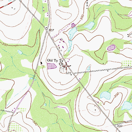 Topographic Map of Old Ty Ty Church, GA