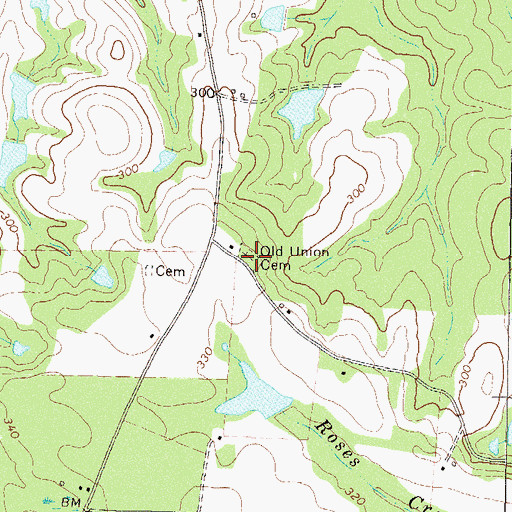 Topographic Map of Old Union Cemetery, GA