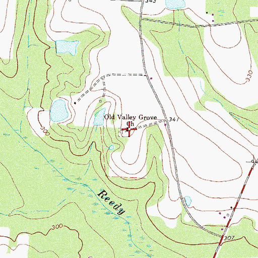 Topographic Map of Old Valley Grove Church, GA