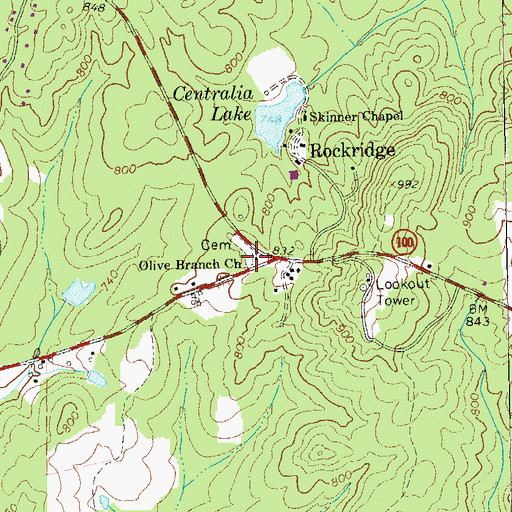 Topographic Map of Olive Branch Missionary Baptist Church, GA