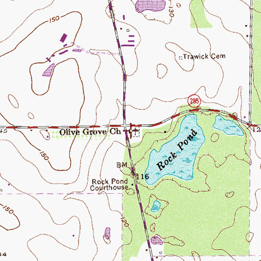 Topographic Map of Olive Grove Church, GA