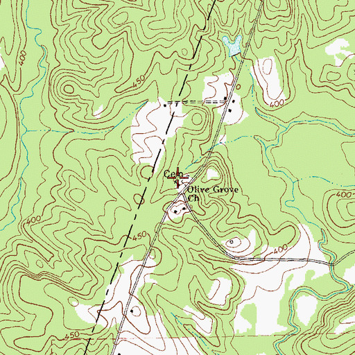 Topographic Map of Olive Grove Church, GA