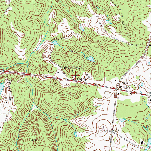 Topographic Map of Olive Grove Church, GA