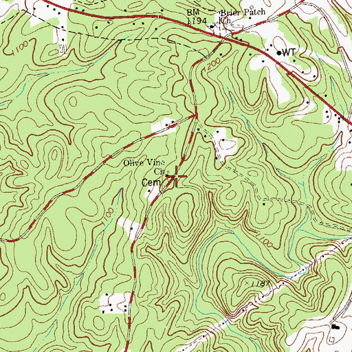 Topographic Map of Olive Vine Church, GA