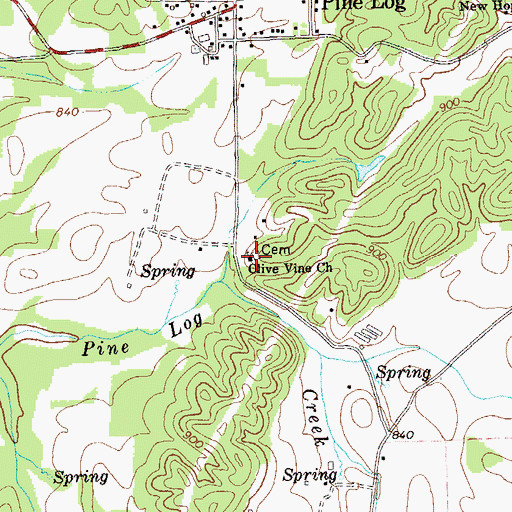 Topographic Map of Olive Vine Church, GA