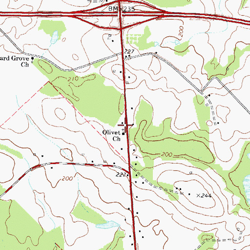 Topographic Map of Olivet Church, GA