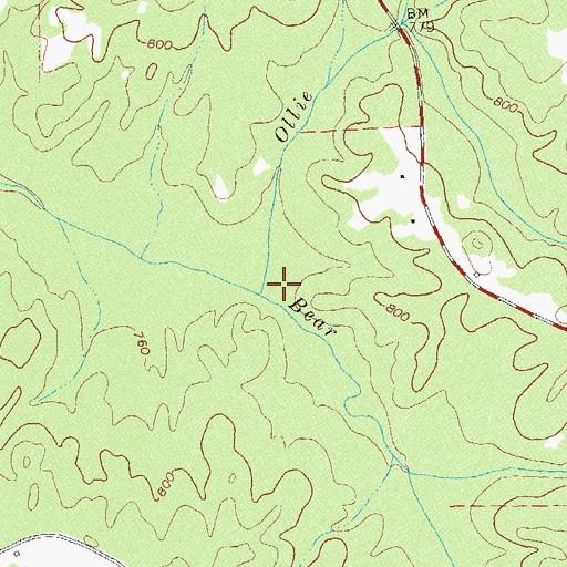 Topographic Map of Ollie Branch, GA