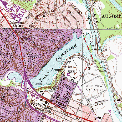 Topographic Map of Lake Olmstead, GA