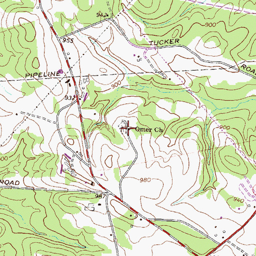 Topographic Map of Omer Church, GA