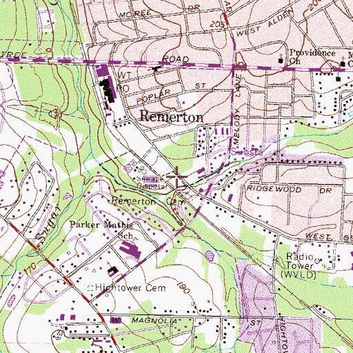 Topographic Map of Onemile Branch, GA