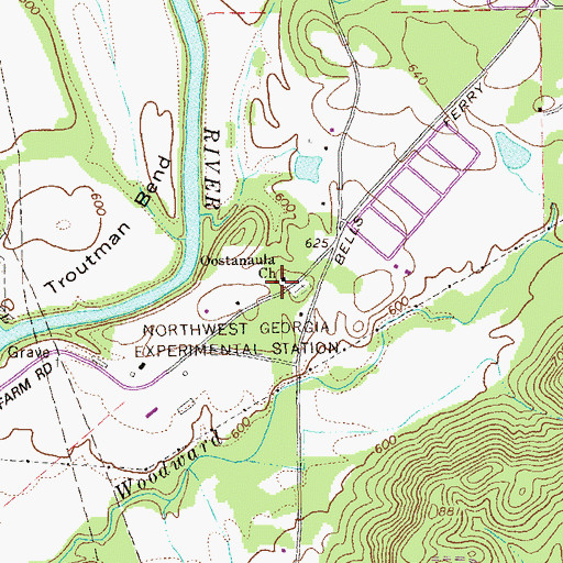 Topographic Map of Oostanaula Church, GA