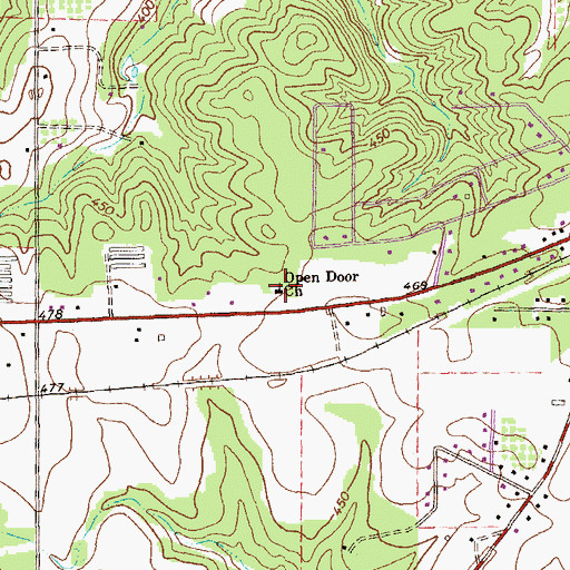 Topographic Map of Open Door Church, GA