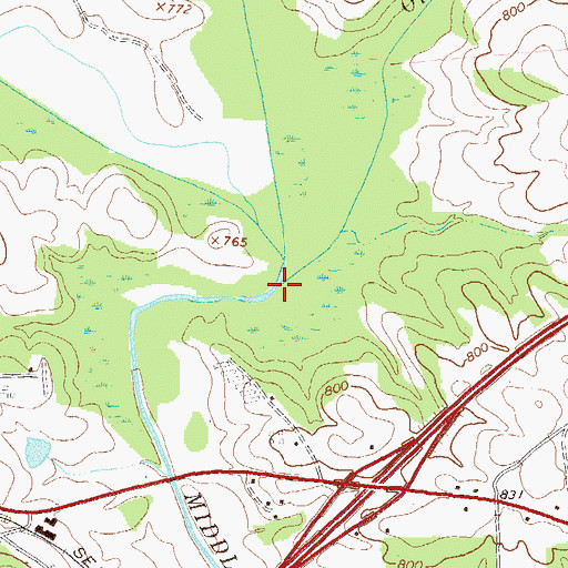 Topographic Map of Opossum Creek, GA