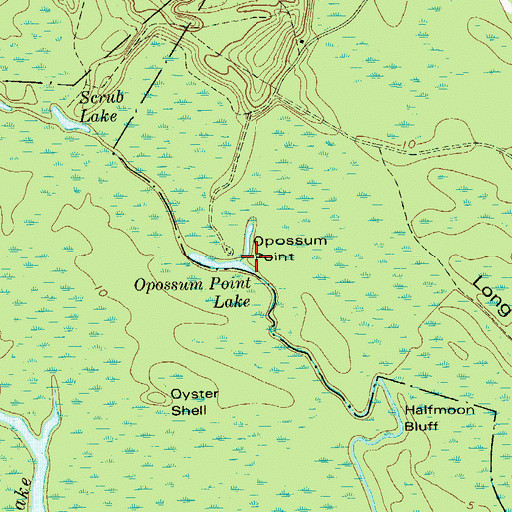 Topographic Map of Opossum Point, GA