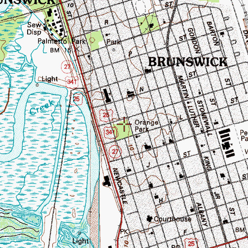 Topographic Map of Orange Park, GA