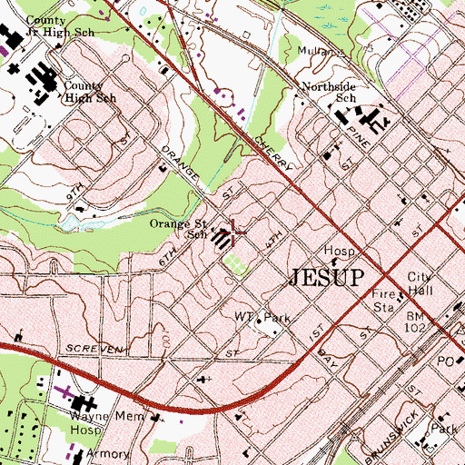 Topographic Map of Orange Street School, GA