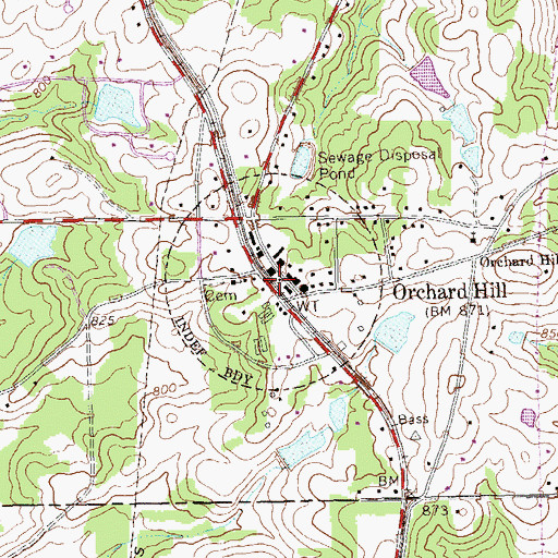 Topographic Map of Orchard Hill, GA