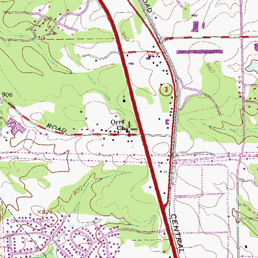 Topographic Map of Orrs Church, GA