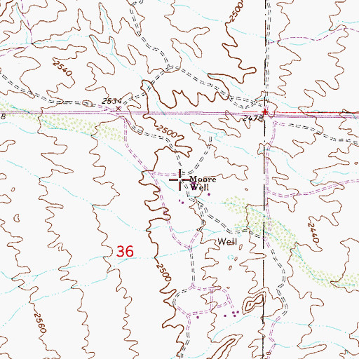 Topographic Map of Moore Well, AZ
