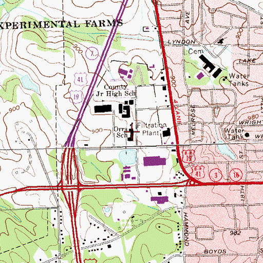 Topographic Map of Orrs Elementary School, GA