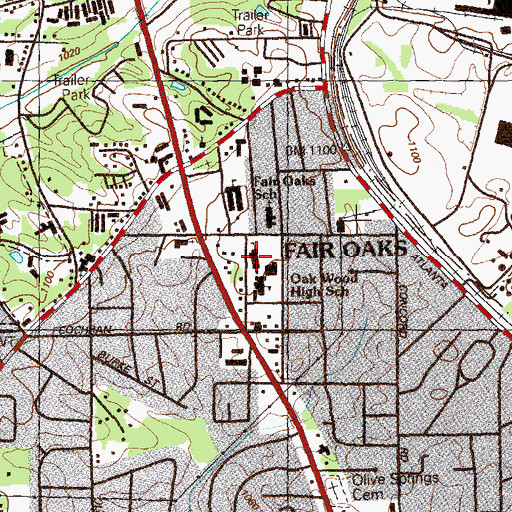 Topographic Map of Osborne School, GA