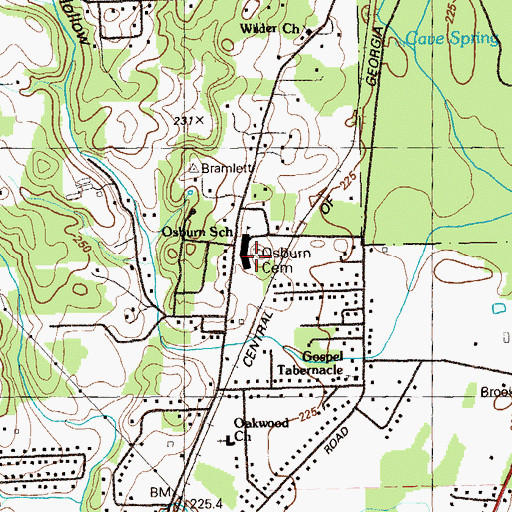 Topographic Map of Osburn School, GA