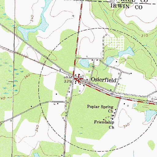 Topographic Map of Osierfield, GA