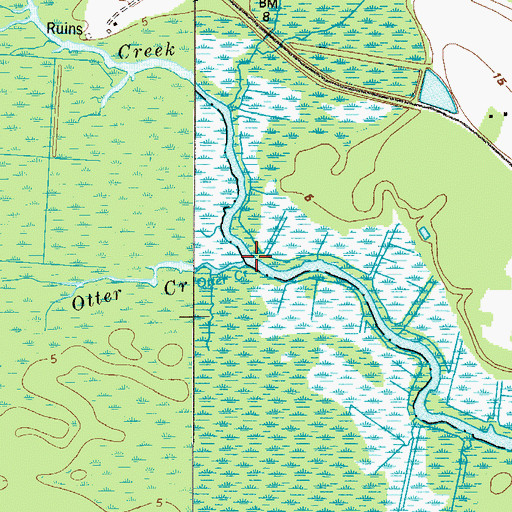 Topographic Map of Otter Creek, GA
