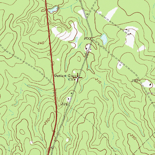 Topographic Map of Outlaw Grove Church, GA