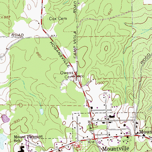 Topographic Map of Owens Cemetery, GA