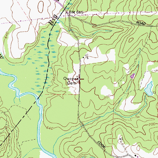 Topographic Map of Owens Cemetery, GA