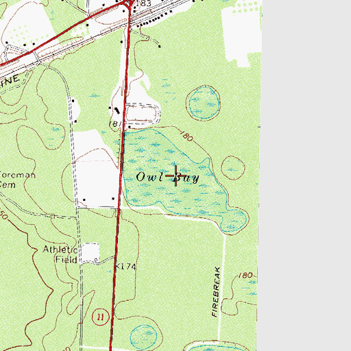 Topographic Map of Owl Bay, GA