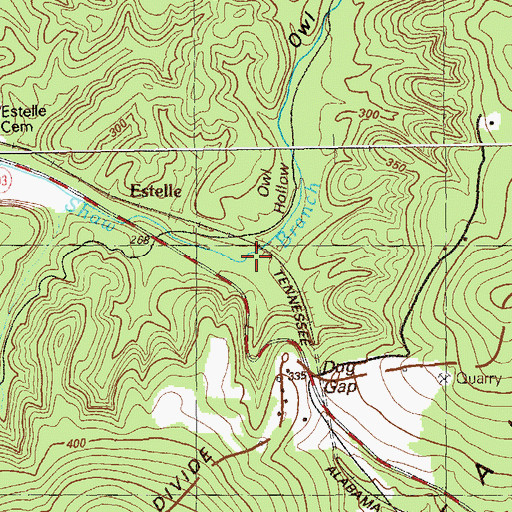 Topographic Map of Owl Hollow, GA