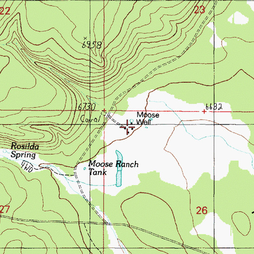 Topographic Map of Moose Well, AZ