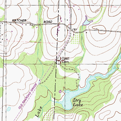 Topographic Map of Ozell Cemetery, GA