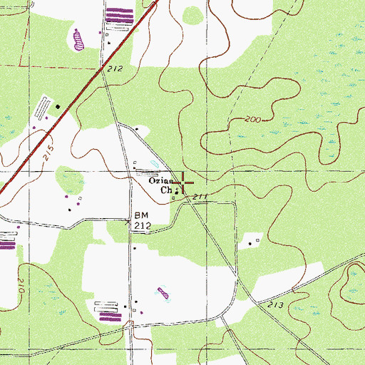 Topographic Map of Ozias Church, GA